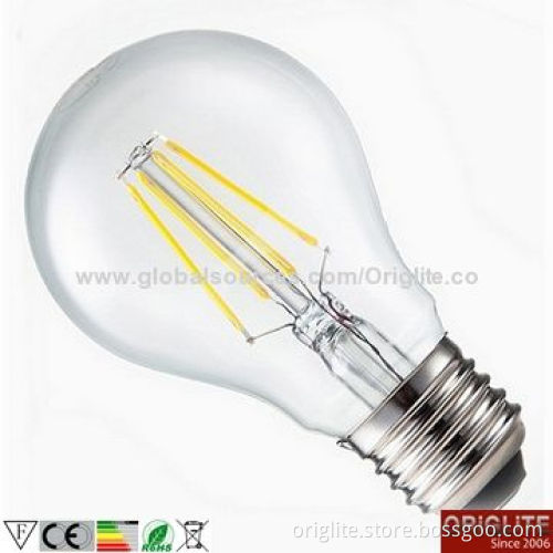 LED bulb lamp, 4W/85-245VAC/filament type/Samsung Chip/glass bulb/120lm/w/360 beam angle/E27/35,000H